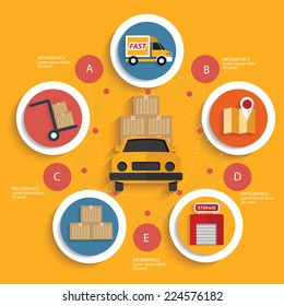 Logistic concept on yellow background,clean vector
