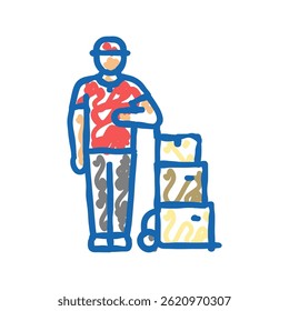 logistic courier doodle icon sketch vector. logistic courier sign. isolated symbol illustration