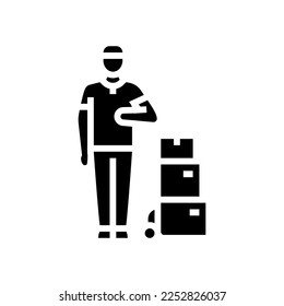 vector de icono de glifo de mensajería logística. signo de mensajería logística. ilustración de símbolo aislado