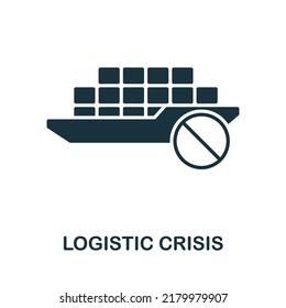 Symbol für logistische Krise. Monochrome einfache Linie Wirtschaftskrise Symbol für Vorlagen, Webdesign und Infografiken