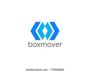 logistic delivery courier service logo. money finance or internet thinks concept design. abstract transport box arrow symbol vector illustration