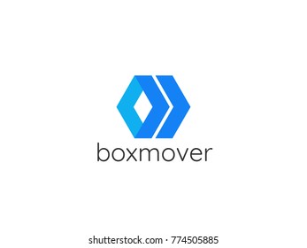 logistic delivery courier service logo. money finance or internet thinks concept design. abstract transport box arrow symbol vector illustration