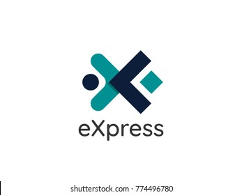 Logistic Delivery Courier Transport Service Logo. Minimal  Initial Letter X Symbol. Connect People Person Logo. Money Finance And Internet Thinks Concept Design.