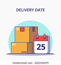Logistic Delivery Dates with Calendar and Boxes Cartoon Vector Illustration. Logistics Icon Concept.