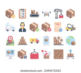 Logistic Delivery Flat Icons Set