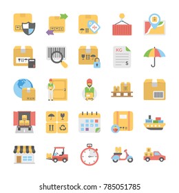 
Logistic Delivery Flat Vector Icons Pack 
