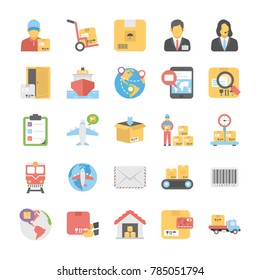 
Logistic Delivery Flat Vector Icons Set 
