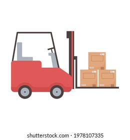 logistic delivery forklift boxes isolated