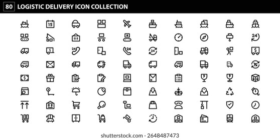 Logistic and Delivery Icon Collection - Shipping, Transport, Warehouse, and Supply Chain Symbols