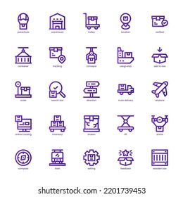 Logistic Delivery icon pack for your website, mobile, presentation, and logo design. Logistic Delivery icon basic line gradient design. Vector graphics illustration and editable stroke.