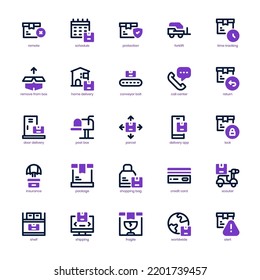 Logistic Delivery icon pack for your website, mobile, presentation, and logo design. Logistic Delivery icon mix line and solid design. Vector graphics illustration and editable stroke.