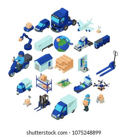 Logistic and delivery icons set. Isometric illustration of 25 logistic and delivery vector icons for web