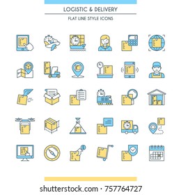 Logistic and delivery icons set. Modern thin line icons. Vector illustration