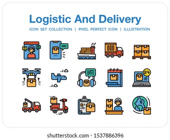 Logistic And Delivery Icons Set. UI Pixel Perfect Well-crafted Vector Thin Line Icons. The illustrations are a vector.
