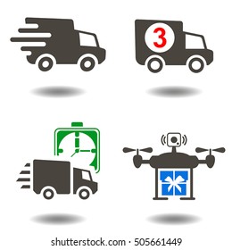 Logistic and delivery icons. Vector illustration. Icon set shipping. Futuristic flying delivery drone.