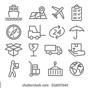 Logistic and Delivery line icons