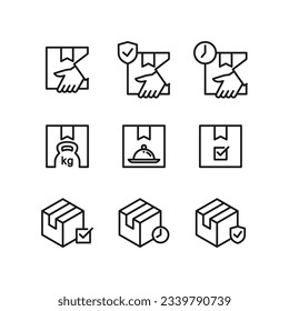 logistic delivery line icons vector on white background. icon vector. vector art.