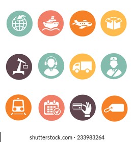 Logistic and delivery round icons