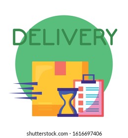 logistic delivery service with box and checklist vector illustration design