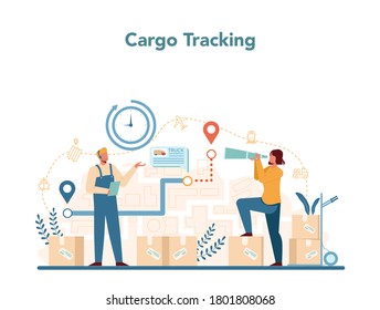 Logistic and delivery service concept. Idea of transportation and distribution. Transportation service. Isolated flat illustration