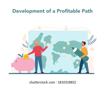 Logistic and delivery service concept. Idea of transportation and distribution. Transportation service. Profitability path development. Isolated flat illustration