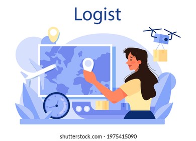 Logistic and delivery service concept. Idea of transportation and distribution. Loader in uniform delivering a cargo. Transportation service concept. Isolated flat illustration