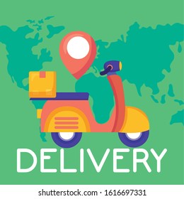logistic delivery service with motorcycle vector illustration design
