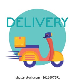 logistic delivery service with motorcycle vector illustration design