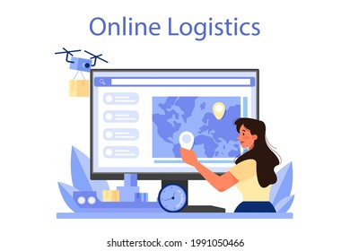 Logistic and delivery service online service or platform. Idea of cargo transportation and distribution. Online logistics. Isolated flat illustration