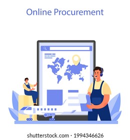 Logistic and delivery service online service or platform. Idea of cargo transportation and distribution. Online procurement. Isolated flat illustration