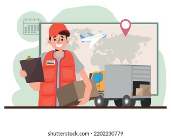 Logistic and delivery service online service or platform. Transportation and distribution, warehousing service. Online delivery tracking. Flat vector illustration.