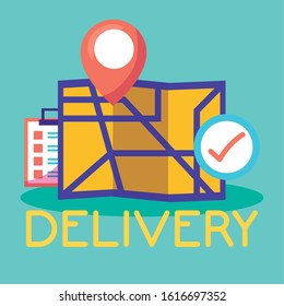 logistic delivery service with paper map vector illustration design