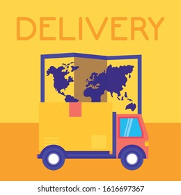 logistic delivery service with truck vector illustration design