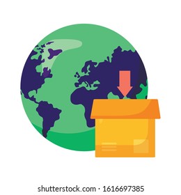 logistic delivery service with world planet vector illustration design