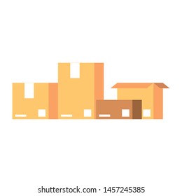 logistic and delivery shipping cardboard boxes storage cartoon vector illustration graphic design
