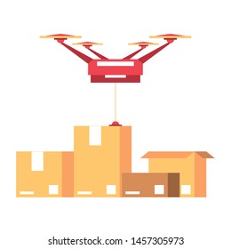 logistic and delivery shipping with drone technology transport cartoon vector illustration graphic design