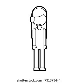 logistic delivery support phone operator in headset icon