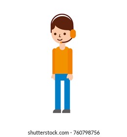 logistic delivery support phone operator in headset icon