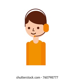 logistic delivery support phone operator in headset icon