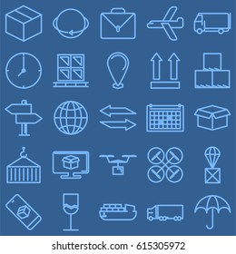 Logistic and Delivery Vector Icons Set Blue Back