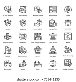 Conjunto 1 de iconos de vectores de entrega logística