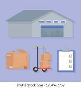 logistic delivery warehouse boxes checkmark