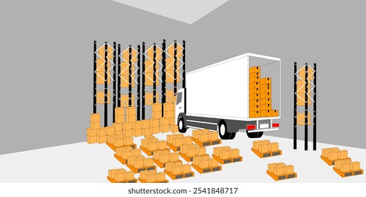 Logistic delivery warehouse illustration vector design. Logistic delivery background illustration concept vector design