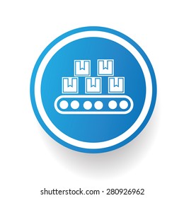 Logistic design icon on blue button,white background,clean vector