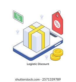 Logistic Discount isometric Colored illustration. EPS File stock illustration