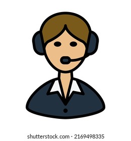 Logistic Dispatcher Consultant Icon. Editable Bold Outline With Color Fill Design. Vector Illustration.
