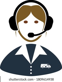 Logistic Dispatcher Consultant Icon. Flat Color Design. Vector Illustration.