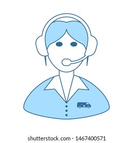 Logistic Dispatcher Consultant Icon. Thin Line With Blue Fill Design. Vector Illustration.