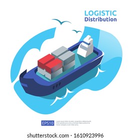 logistic distribution cargo service concept. global delivery worldwide import export shipping banner for web landing page, presentation, social, poster or print media illustration