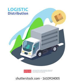 logistic distribution cargo service concept. global delivery worldwide import export shipping banner for web landing page, presentation, social, poster or print media illustration